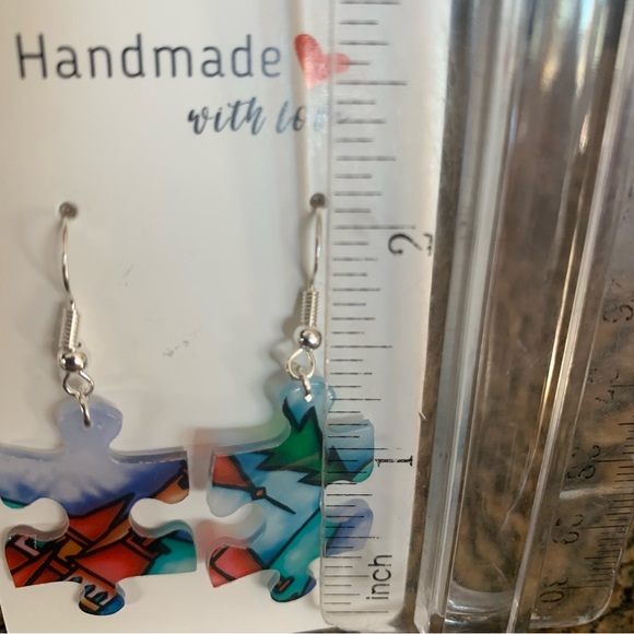 Handmade puzzle earrings - Picture 8 of 9